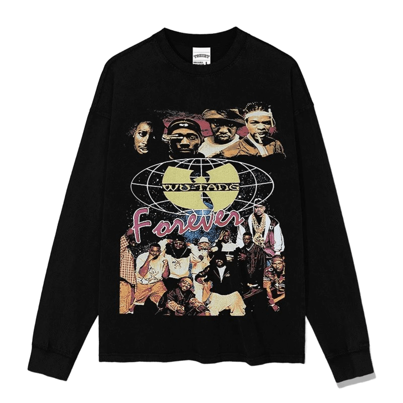 Wu-Tang Vintage Graphic Tee Black Long Sleeve Unisex Cotton