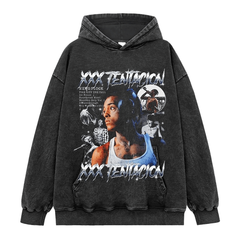 XXX TENTACION Hoodie Black Cotton Unisex Streetwear Casual