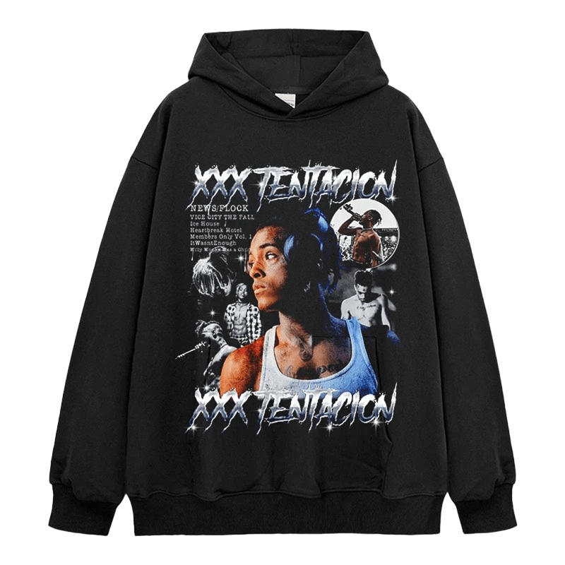 XXX TENTACION Hoodie - Unisex Black Cotton Streetwear Sweatshirt
