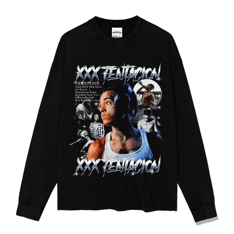 XXXTENTACION Graphic Black Long Sleeve Cotton Tee - Streetwear Unisex