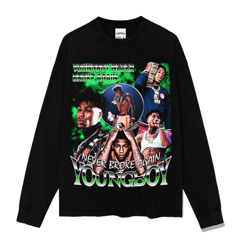 YOUNGBOY Graphic Black Cotton Tee - Unisex Streetwear